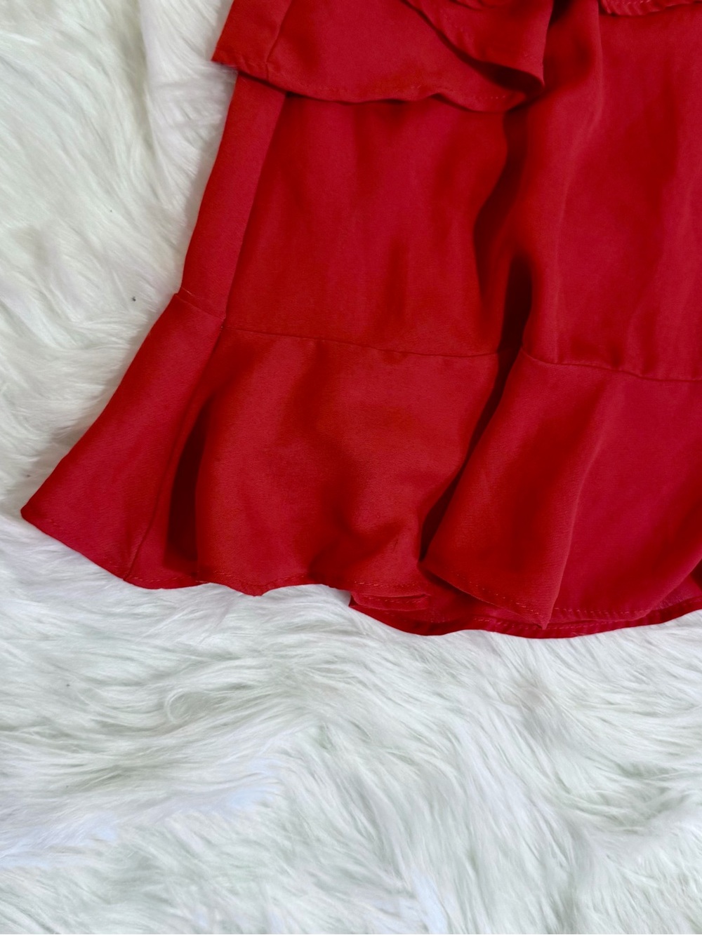 Altar’d State Red Ruffle Wrap Mini Dress XS Made in USA - Picture 4 of 13